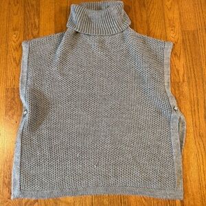 Calvin Klein Gray Turtleneck Knit Poncho One Size